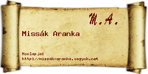 Missák Aranka névjegykártya